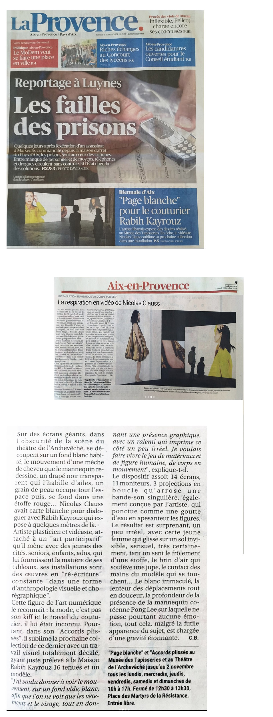 Article de La Provence du 19/10/2024